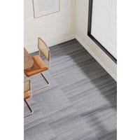 Living and Home 36Pcs Multi-Width Strip Wood-Effect Self-Adhesive PVC Flooring with UV Coating, 5m Cover in Light Grey