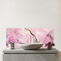 Warren Reed - Designer Polished Rose Marble Effect Glass Bathroom Splashback in Pink