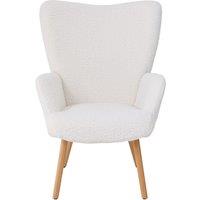 Living and Home Modern Sherpa Fleece Leisure Chair in White