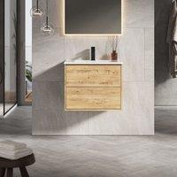 Banyetti Venti 600mm Wall Hung Vanity Unit with Lira Basin - Ostippo Oak in Light Oak