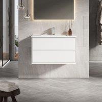 Banyetti Venti 800mm Wall Hung Vanity Unit with Lira Basin - Matt White