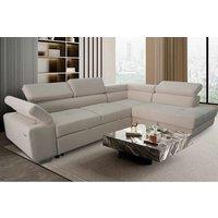 Interior Emporium Ltd Artic Convertible 3 Seater Sofa Bed, Velvet Couch, L/H Hand Corner with Storage & USB Port (Beige) in Beige
