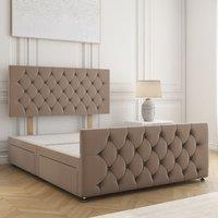 BSSPOKE Maya Velvet Divan Bed 24Headboard & 2Drawers Same Side No Mattress in Bronze | Size: Double
