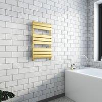 Banyetti Luxe Brushed Brass Flat Tube Towel Radiator - 800mm x 500mm in Gold