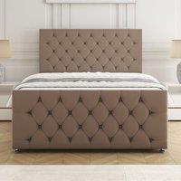 BSSPOKE Maya Divan Bed Set Plush Velvet 24 Headboard & Mattress No Drawers in Bronze | Size: Single