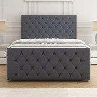 BSSPOKE Maya Divan Bed Set Plush Velvet 24 Headboard & Mattress No Drawers in Grey | Size: Single