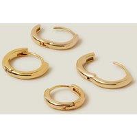 Accessorize Women's 2-Pack 14ct Gold-Plated Hoop Earrings in Gold