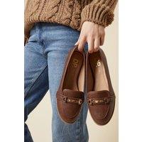 Dorothy Perkins Women's Wide Fit Lora Snaffle Loafers in Tan | Size: 3