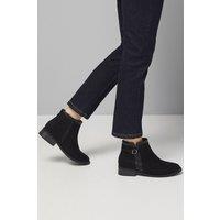 Good For the Sole Women's : Wide Fit Mia Mixed Material Low Heel Ankle Boots in Natural Black | Size: 5