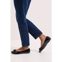 Dorothy Perkins Women's Wide Fit Paris Bow Detail Ballet Pumps in True Black | Size: 6