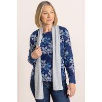 Anna Rose Women's Shimmer Leaf Print Jumper With Scarf in Navy | Size: Small