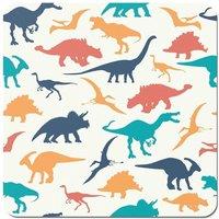 Warren Reed - Designer Multicoloured Dinosaurs Coasters - Set of 4 in Blue