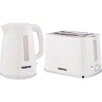 Geepas Skye Collection 1.7L Kettle & 2 Slice Bread Toaster Combo Set in White