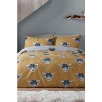 Fusion 'Highland Cow' Brushed Duvet Cover Set in Yellow | Size: King