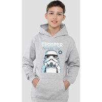 Disney Star Wars Stormtrooper Kawaii Youth Kids Pull-Over Hoodie, Athletic Heather in Grey | Size: 12-13 Years