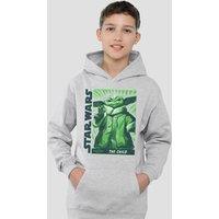Disney Star Wars Green Grogu Youth Kids Pull-Over Hoodie, Athletic Heather in Grey | Size: 12-13 Years
