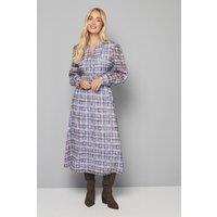 Wallis Women's Petite Check Burn Out Tie Front Midi Dress in Blue | Size: 16