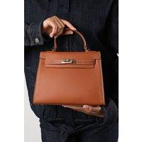 Where's That From Women's 'Lluvia' Top Handle Satchel Mini Tote Bag with Turn-Lock Closure in Tan