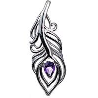Ojewellery Women's Amethyst Peacock Feather Brooch in Purple