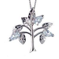 Ojewellery Women's Aquamarine Tree of Life Necklace in Blue | Size: 18 inches