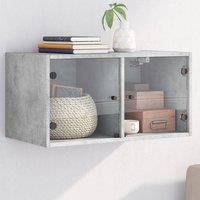 Berkfield Home Wall Cabinet with Glass Doors Concrete Grey 68.5x37x35 cm