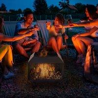 Metal Firepit Patio Heater Brazier Garden Square Stove Log Burner