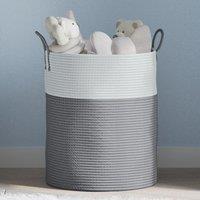 Berkfield Home Storage Basket Grey & White 38x46 cm Cotton | Size: 38x46 cm