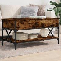 Berkfield Home Coffee Table Smoked Oak 100x50x50 cm Engineered Wood & Metal in Brown | Size: 100 x 50 x 50 cm