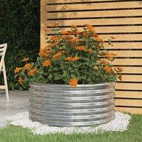 Berkfield Home Garden Planter Powder-coated Steel 80x80x36 cm Silver | Size: 80 x 80 x 36 cm