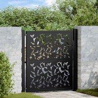 Berkfield Home Garden Gate Black 105x106 cm Steel Leaf Design
