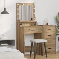 Berkfield Home Dressing Table with LED Lights - Artisan Oak, 50x41x135 cm in Brown | Size: 50 x 41 x 135 cm