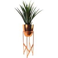 Leaf 90cm Copper Planter with Artificial Yukka Plant