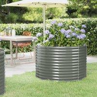 Berkfield Home Garden Raised Bed Powder-coated Steel 100x100x68 cm Grey | Size: 100 x 100 x 68 cm