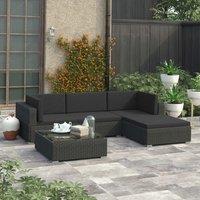 Berkfield Home 5 Piece Garden Lounge Set with Cushions Poly Rattan Black