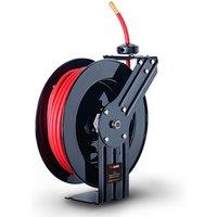 Reelworks Retractable Hybrid Polymer Air Hose Reel 300psi max 3/8x50ft in Black