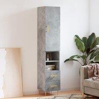 Highboard Concrete Grey 34.5x34x180 cm Engineered Wood
