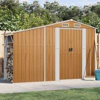 Berkfield Home Garden Shed Brown 277x93x179 cm Galvanised Steel | Size: 277 x 93 x 179 cm