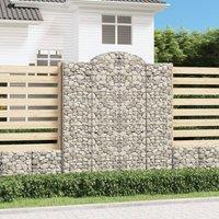 Berkfield Home Arched Gabion Baskets 2 pcs 200x30x220/240 cm Galvanised Iron in Silver