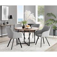 FurnitureboxUK Adley Brown Wood Storage Dining Table & 4 Falun Black Leg Chairs in Light Grey