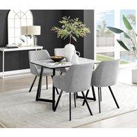 FurnitureboxUK Carson White Marble Effect Dining Table & 4 Falun Black Leg Chairs in Light Grey