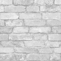 Windsor Brick Wallpaper in White