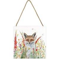 Julia Pankhurst Fox In Flowers Wooden Plaque
