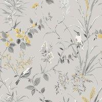 Crown Mariko Bird Wallpaper in Grey