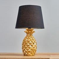 ValueLights Pineapple Gold Table Lamp Black Tapered Shade