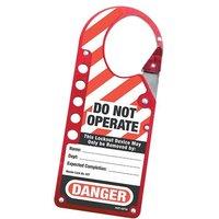 Master Lock Snap-On Hasp Lockout Labelled in Red