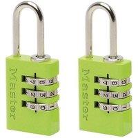 Master Lock Aluminium 3-digit Combination 20mm Padlock Colour X 2