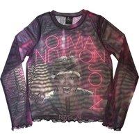 Olivia Newton-John Women's Physical Mesh Cropped Long-Sleeved Crop Top in Purple | Size: XS