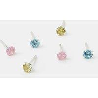 Accessorize Women's 3-Pack Sterling Silver Diamante Stud Earrings