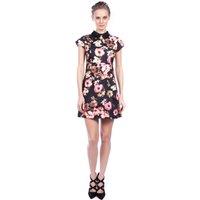 Cutie London Women's Floral Print Collared Mini Dress in Navy | Size: 8
