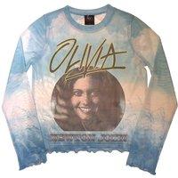 Olivia Newton-John Women's Photograph Mesh Long-Sleeved Crop Top in Light Blue | Size: XS